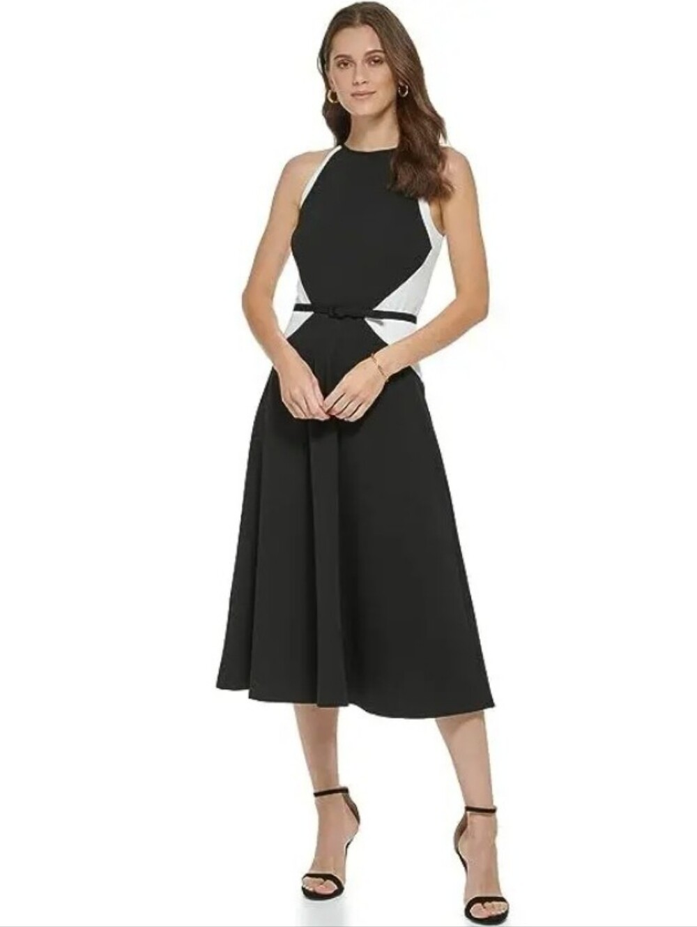 DKNY Sleeveless Colorblock Belted Dress Sz 4